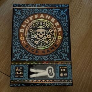 Bluffafer Dice Game with Skull Logo - Blue & Gold Box